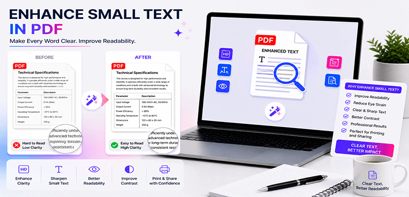 Enhance small text in PDF – sharpen tiny fonts, footnotes, legal disclaimers