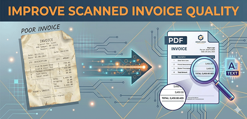 Improve scanned invoice quality – sharpen numbers, remove noise with DonePDF AI