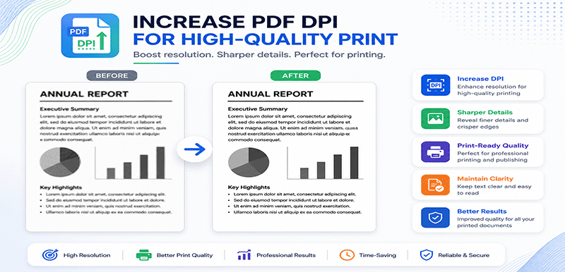 Increase PDF DPI for print – upscale to 300 DPI, 600 DPI with DonePDF AI