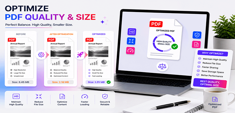 Optimize PDF quality and size – balance sharpness and file size with DonePDF AI
