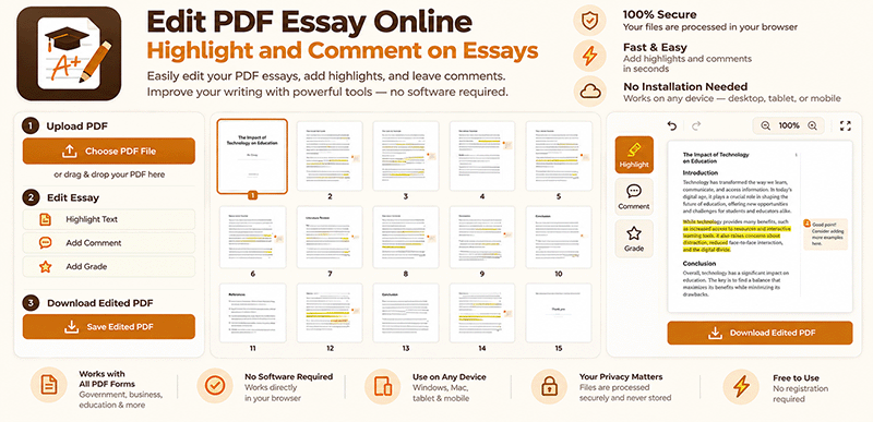 Edit PDF Essay Online Free – Highlight & Comment on Essays | DonePDF ...