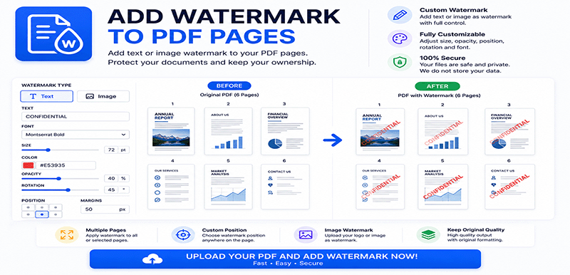 Add watermark to PDF pages online - Protect and brand your PDF documents