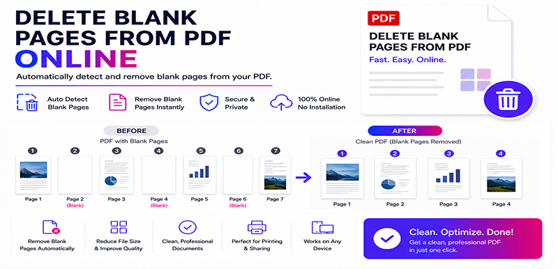 Delete blank pages from PDF online - Automatically remove empty pages from PDF documents