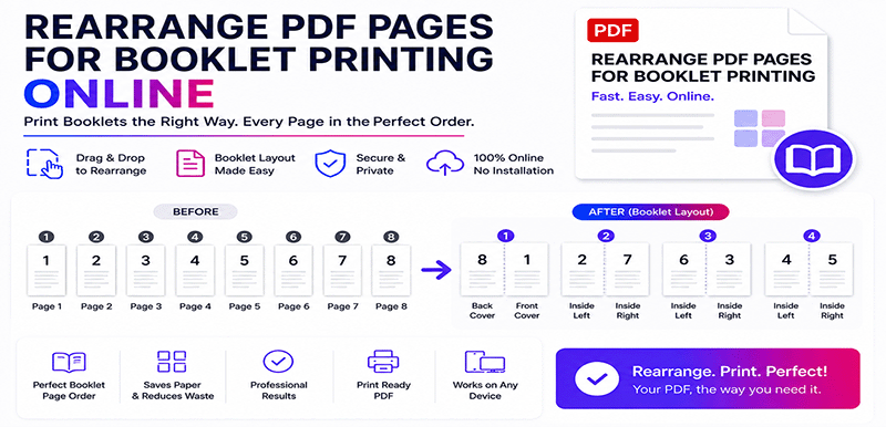 Rearrange PDF pages for booklet printing - Imposition order guide