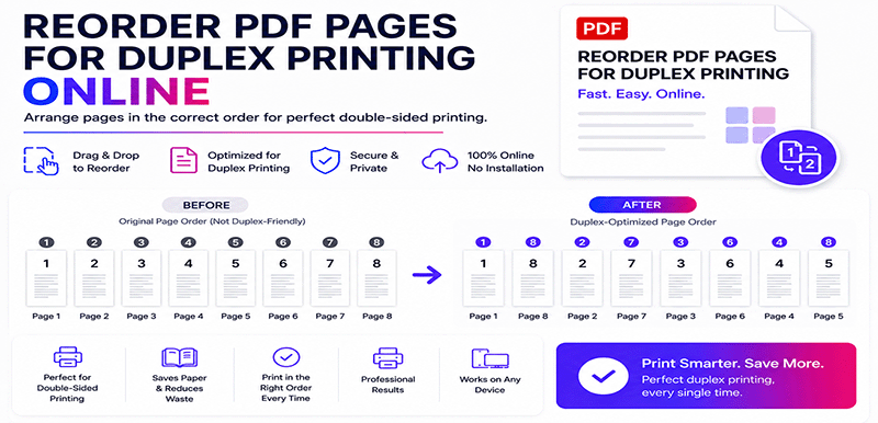 Reorder PDF pages for duplex printing – page thumbnails being rearranged