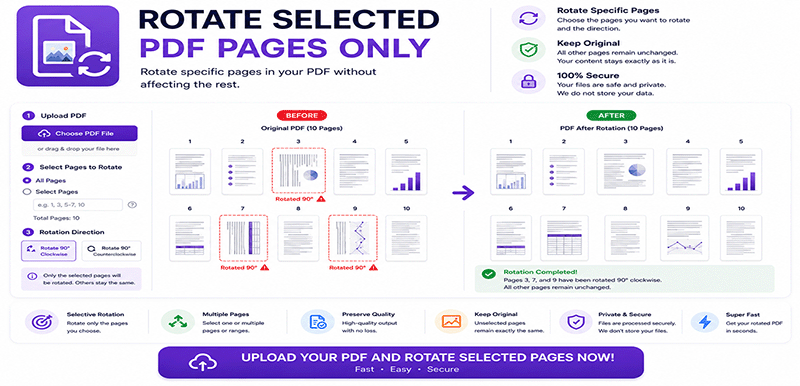Rotate selected PDF pages only - Choose specific pages to rotate
